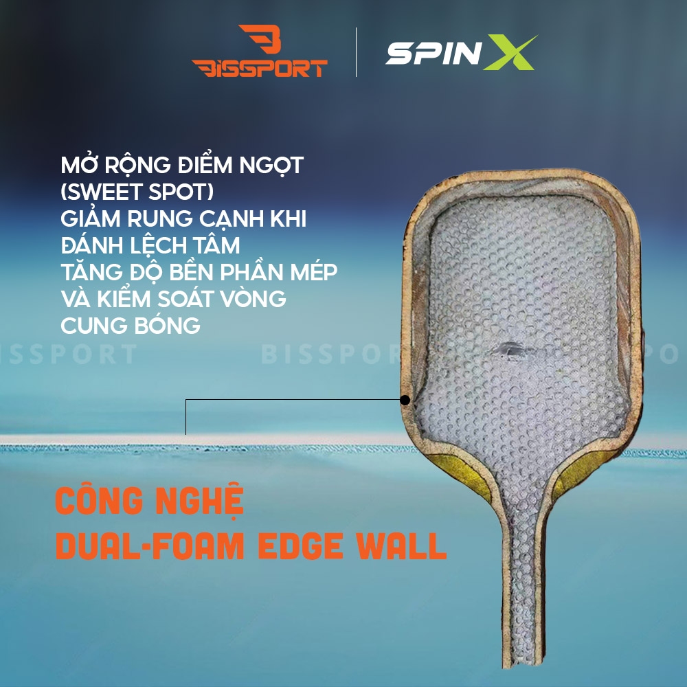 Vợt Pickleball SpinX TrueCore 16MM Chính Hãng - Hồng - Ổn Định – Cảm Giác Bóng Rõ – Kiểm Soát - Bề Mặt T700 Carbon